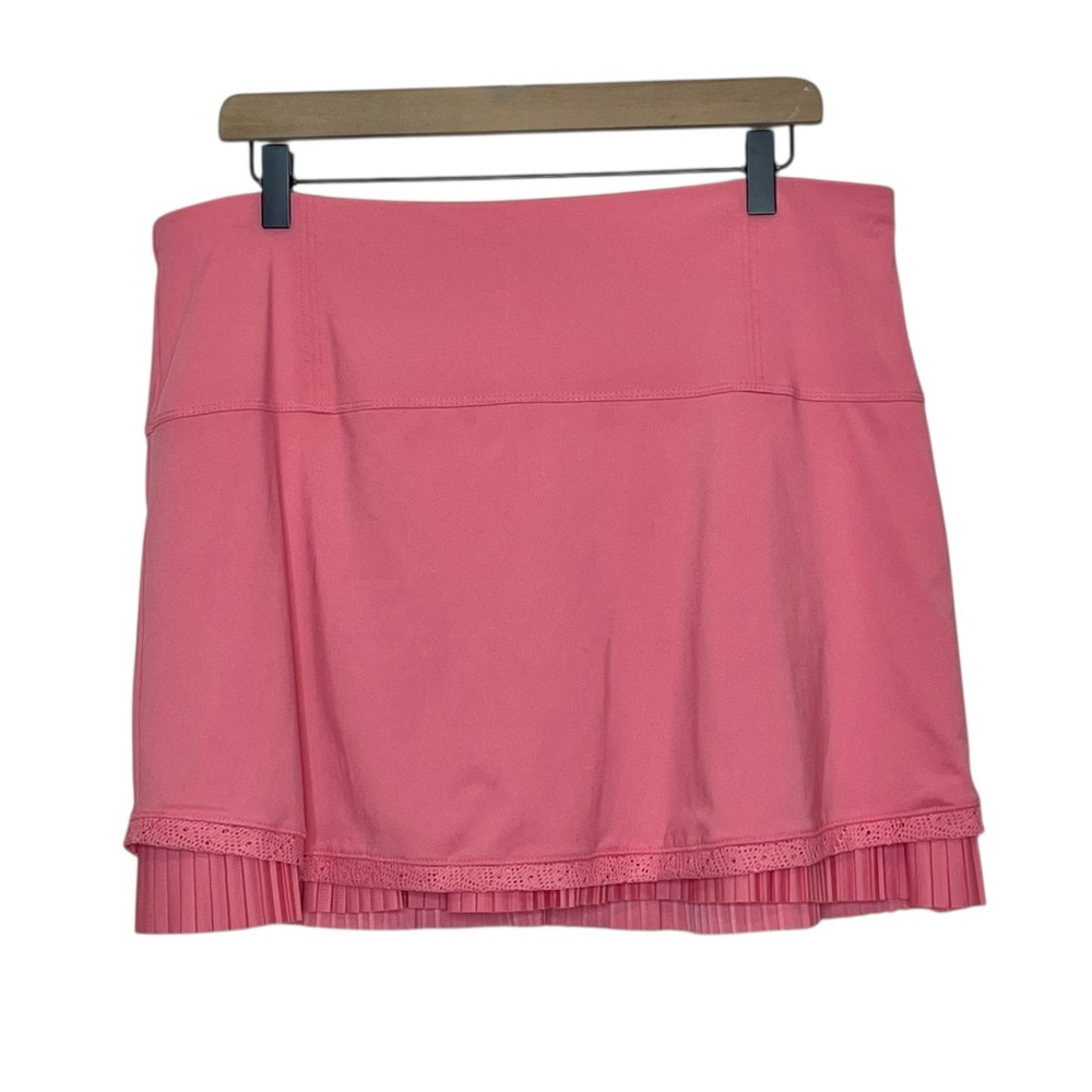 Lucky in Love Wonderous Pleated Tiered Athletic Skort Pink Pickleball Golf XL